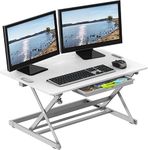 SHW 32-Inch Height Adjustable Standing Desk Converter Riser Workstation, White