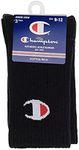 Champion Kids C Logo Crew Socks (3 Pack), Black, Medium