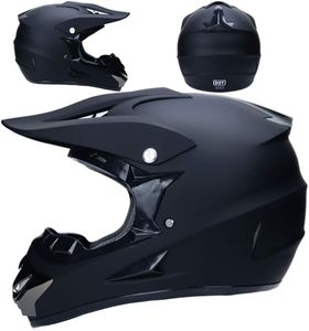 UIGJIOG Matte Black Motocross Helmet – Size M