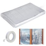 Window Insulation Kit for 5 Windows of 3' x 5' - Indoor Window Plastic for Winterizing, 63×236 in Tear Resistant Shrink Winter Window Cover with Double-Side Tape to Keep Cold Out