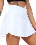 TZLDN Women's Pleated Tennis Skirt with Shorts Pockets High Waist Athletic Mini School Skirt Workout Sport Golf Skorts Skort ##1Side Pocket - White, S