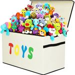 YOLOXO Toy Box Chest, Collapsible Sturdy Storage Bins with Lids, Extra Large Kids Toy Storage Organizer Boxes Bins Baskets for Kids, Boys, Girls, Nursery Room, Playroom, Closet (New Beige)