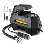 AstroAI Tyre Inflator Air Compressor 12V DC, 35LPM 100W Powerful Portable Car Tyre Pump Auto-Stop with Digital Pressure Gauge, 4 Valve Adaptors and LED Light, Car Accessories