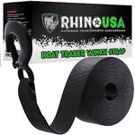 Rhino USA Boat Winch Strap with Hook (2" x 20') - 5,016lb Break Strength - Ultimate Replacement Boat Trailer Winch Straps with Safety Hook - Compatible with Pontoon, Jet Ski, Fishing Boat & More!