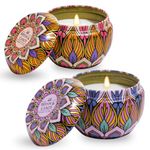 Bryan & Candy Scented Candles Diwali Gift Set for Women & Men,60gm Each Soy Wax Eco-Friendly Printed Tin, Pack of 2 (Lavender Citrus & Bulgarian Rose)