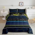 Kids Boys Camo Comforter Set Army Camouflage Comforter Teens Youth Adult Blue Black Military Bedding Set Stripes Abstract Art Colorful Quilt Set with 1 Pillowcase 2Pcs Bedding Twin