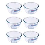 Pyrex Classic Round Glass Bowl Ovenproof and Microwave Safe 0.5 Litre Transparent (Pack of 6)