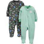 Simple Joys by Carter's Boys' 2-Pack Cotton Footed Sleep and Play, Dinosaur Print, 0-3 Months