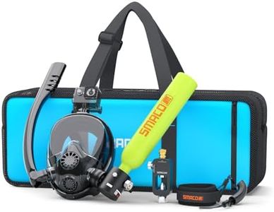 SMACO Mini Scuba Tank with Snorkel Mask 0.5L Portable Small Diving Tank with Full Face Diving Mask Lung Air Tank Sub Mask with Fill Adapter Reusable DOT Certified Pony Bottle for Snorkeling