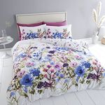 Catherine Lansfield Countryside Floral Reversible Double Duvet Cover Set with Pillowcases White