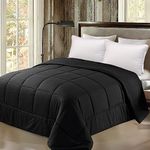 Exclusivo Mezcla 4.5 Tog Double Size Duvet All Seasons, Ultra Soft Reversible Coverless Duvet, Lightweight Down Alternative Comforter, 200x200 cm Black