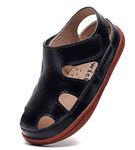 DADAWEN Girl's Boy's Summer Leather Strap Fisherman Sandal(Toddler/Little Kid/Big Kid) Black US Size 11 M Little Kid