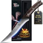SYOKAMI Boning Knife for Meat Cutting, 6.7 Inch Japanese Style Fillet Knife with Wood Handle, High Carbon Razor Sharp Flexible Blade Deboning Knife, Damascus Pattern Full Tang Design Ideal for Gift