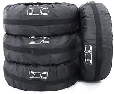 FLR 4 Pcs Tire Tote Black 80cm/31in Diameter Foldable Seasonal Spare Tire Covers Protection Covers with Storage Bags Wheel Cover for Car Off Road Truck Vans