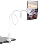 Gooseneck Tablet Holder Cell Phone Holder, Universal 360° Flexible Tablet Stand, Lazy Arm Holder Clamp Mount Bracket Bed for iPad Mini/Air, Samsung Galaxy Tab and 4.0-10.5" Devices(White)