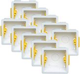 10x Pack Single 1-Gang 35mm Dry-Lining Back Box Electrical Wall Knockout Recessed Flush Mount Deep Pattress Dry Lining Partition Walls Switches Sockets Fused Spur Euro Module Faceplates - Yellow