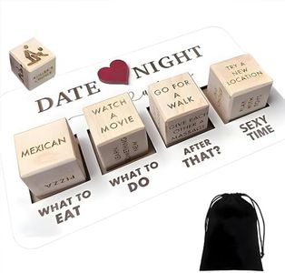 ZCOINS 5PCS Date Night Dice for Couples, Decision Dice for Date Night, Romantic Wooden Dice Set with Bag, Novelty Games Night for Valentine's Day and Anniversary