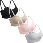 GXXGE 4Pack Nursing Bra for Breastfeeding Maternity Bras Push Up Silk Seamless Pregnancy Bralette Underwear, 4pcs (Black Beige Grey Pink), XX-Large