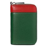 Women Card Holder RFID Blocking Wallet Credit Oyster Holders Small Purse for Travel Business Bank Cards Security Protector Men's Leather Sleeve Pouch with Keychain Card Case Red / Dark Green