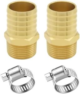 JoyTube 2 Pcs Hose Barb Fittings 3/4" Barb to 3/4" NPT Male Thread Brass Metals Adapter connector with Hose Clamp