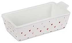 Le Creuset L'Amour Collection Stoneware Loaf Pan, 9" x 5", White with Heart Applique