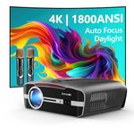 Projector 4K Auto Focus/Keystone with WIFI6 Bluetooth,1800ANSI Lumen Daytime Use,Smart Ultra HD 1080P Projector with Android TV/Netflix/Karaoke for Home Cinema Outdoor Movie Gaming Bedroom