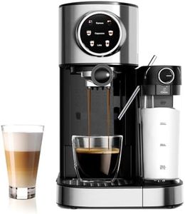 20 Bar Compact Espresso Machine with Steam Milk Frother,3-in-1 Coffee Maker for Home and Office,1350W Touchscreen Cappuccino ＆ Latte Machine，57oz Detachable Water Tank，Black