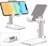 DC-787 Foldable Mobile Tabletop Stand Adjustable Phone Holder and iPad Stand & for Bed, Table, Office, Video Recording Compatible with All Smartphones, iPad, Tablet (Black, White & Pink)