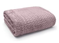 Ashley Mills Super Soft Throw Blanket Flannel Sofa Throw Teddy Soft Plain Blanket 150x200cm 3D Chevron Pattern (Chevron Mauve, 150 x 200 cm)