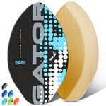 BPS 'Gator' 35 Inch Skim Board - Epoxy Coated Wood Skimboard with EVA Pads - No Need for Wax - Skimboard for Beginner to Advanced - Medium Skimboard (Black)