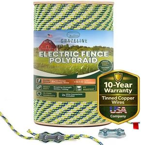 Electric Fence Polybraid 1/4" Rope 1000Ft (305m) - 6 x Tinned Copper Strands for Superior Shock - Heavy Duty Polyrope Braided - Premium Horse Wire Fencing Highly Visible - UV Rust Corrosion Resistant
