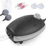 HITOP Aquarium Air Pump with Accessories, Silent Oxygen Pump for Aquarium, Whisper Aerator for Fish Tank 30L to 400 Litres (BLACK -GRAY)