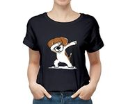 Vegon Kart Dog Beagle 100% Cotton Round Neck Graphic Printed T Shirt for Men Women,Dog lovert Shirt, Dog Pattern t Shirt, Pet Lover t Shirt. Black