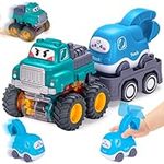 Ltteaoy Car Toys for 1 Year Old Boy,Push Along Friction Powered Tractor Toy for 2 Year Old Boy,Garden Toys for First Birthday Gift Boys Girls,Pull-Along Truck Toy,Digger Toys