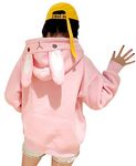 CRB Fashion Cosplay Anime Bunny Emo Girls Cat Bear Ears Emo Bear Top Shirt Pullover Sweater Hoodie (Style #1), Pink, Large-X-Large