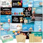 100 Happy Birthday Cards with Envelopes, 20 Unique Designs, Birthday Cards Bulk with Short Generic Message Inside, 4x6 inches, Assorted Birthday Cards Assortment for Business, Office and Personal