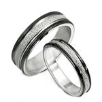 Everstone Free Engrave His and Her Black Promise Rings Couple Matching Titanium Wedding Rings Set