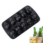 3D Skull Ice Cube Tray Silicone Ice Cube Tray Mould Black Ice Cube Shape Skull Skull Ice Mold Reusable Silicone Ten Ice Making Tray for Cocktails and Any Beverages