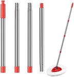 4-Section Spin Mop Replacement Handle - 2.5-5 Foot Mop Handle Replacement Stick Compatible with O-Ceda Spin Mop Base, EasyWring Mop Refills for Floor Cleaning (Red, 4-Section, Mop Handle)