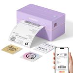 MUNBYN Shipping Label Printer Bluetooth, Postage Thermal Label Printer 4x6 for Business, Compatible with Etsy, Shopify, eBay, Amazon, Royal Mail, DHL, DPD, Evri, with 25 Labels, 130B, Purple