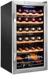 Ivation 24 Bottle Compressor Wine Cooler Refrigerator w/Lock | Large Freestanding Wine Cellar For Red, White, Champagne or Sparkling Wine | 41f-64f Digital Temperature Control Fridge Stainless Steel