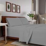 Purity Home 100% Cotton Organic Eco-Friendly King Size Sheets-4-Piece Set (1 Flat Sheet, 1 Fitted Sheet, 2 Pillowcases), Breathable, Moisture-Wicking, GOTS Certified Bed Sheets, (Light Grey)