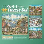 Bits and Pieces - Multipack of Four (4) 500 Piece Jigsaw Puzzles for Adults - Each Puzzle Measures 40.6 cm x 50.8 cm - 500 pc Seasons in The Country Jigsaws by Artist Bonnie White