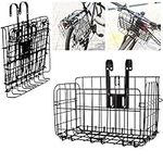 ASPIRER Bicycle Front Basket - Foldable & Detachable Metal Mesh Quick Release Bike Basket for Multi-Purpose (Black)