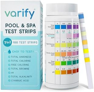 Varify 7 in 1 Pool and Spa Test Strips- Easy to Use Water Testing Kit for Pool, Spa, Hot Tub & More - Tester Strip for Water Hardness, Chlorine, Bromine, pH, Alkalinity and Cyanuric Acid (100 Strips)