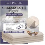 Colperun Cheesecloth, Grade 90, 90x460cm, 100% Unbleached Cheese Cloth Cotton Fabric Ultra Fine Reusable Muslin Cloths for Butter, Cooking, Strainer, Baking, Halloween Decorations - 5 Yards