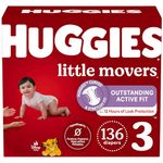 Huggies Little Movers Baby Diapers, Size 3, Mega Colossal, 136 Ct