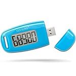 Gzvxuny USB Pedometer with Clip and Strap, Step Counter for Walking Accurately Track Steps, Simple Step Counter, Exercise Time (Blue)