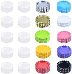 Enenes Flattened Bottle Caps, 100 Pcs Bottle Crown Caps, Mixed Colors with 100 PCS Clear Epoxy Dot Stickers for Crafting Bows Pendant and Medals