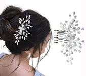 TEMPERIA Hair Accessories For Women's & Girls - Stylish Artificial Flowers & Crystal Pearls Bun Juda Bridal Brooch for Hairstyle & Decoration - Pins & Clips for Style of Bride (DN108) (White & Silver)